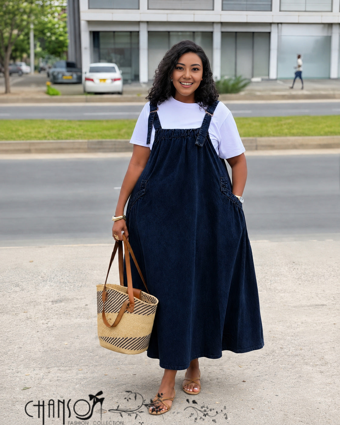Plus size casual adjustable strap pinafore maxi dress for women - view 1