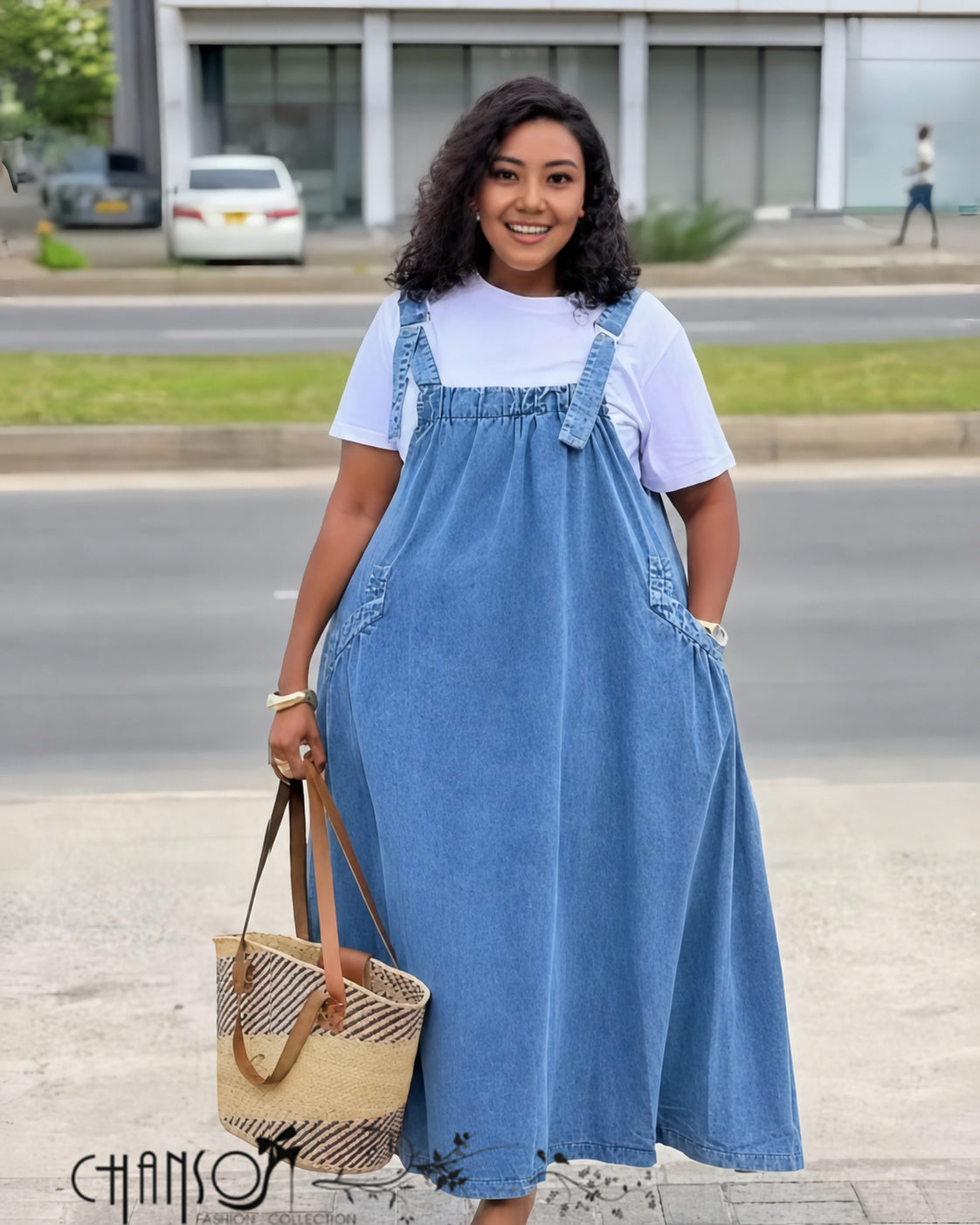 Plus size casual adjustable strap pinafore maxi dress for women - view 2