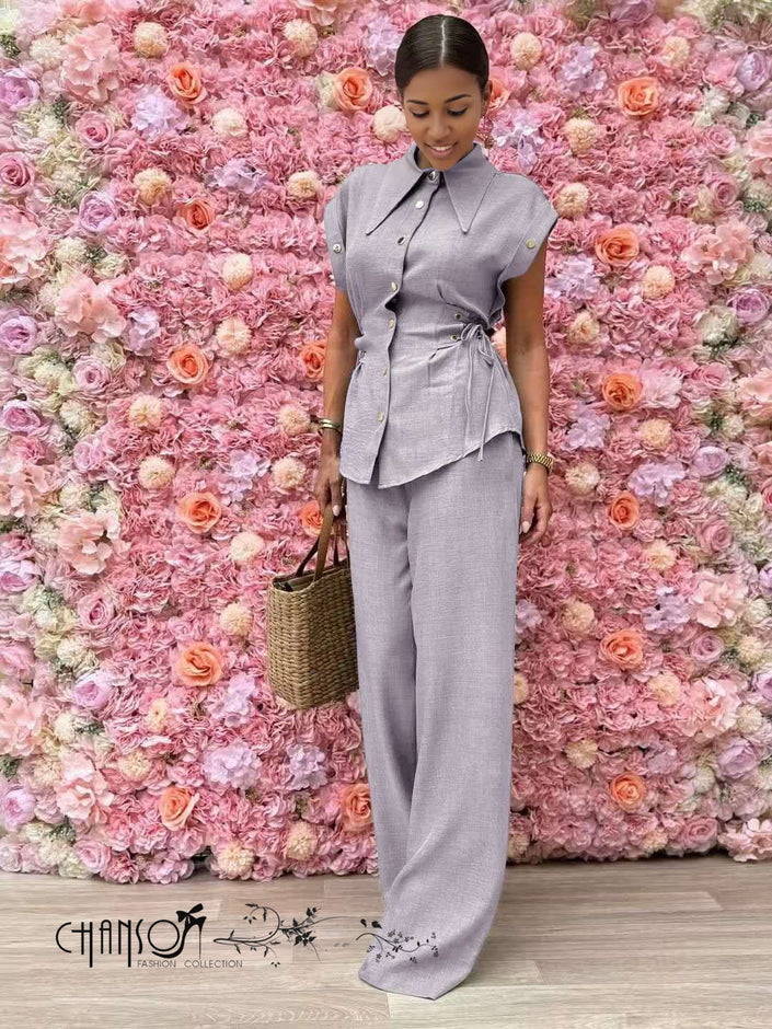 Collar Set Drawstring Casual Weekend Relaxed Style