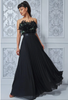 A-Line Skirt Evening Gown with Floral Bodice Appliqués