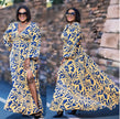 Ladies' Long Sleeve V-Neck High Waist Slit Dress