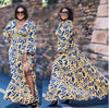 Ladies' Long Sleeve V-Neck High Waist Slit Dress