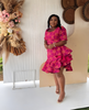 Women's Traditional Print Ruffle Short Sleeve Dress