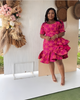 Women's Traditional Print Ruffle Short Sleeve Dress
