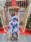 Ruffle Hem Floral Pattern Dress