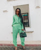 Long-Sleeve Drawstring Waist Twin Sets with Full-Length Pants