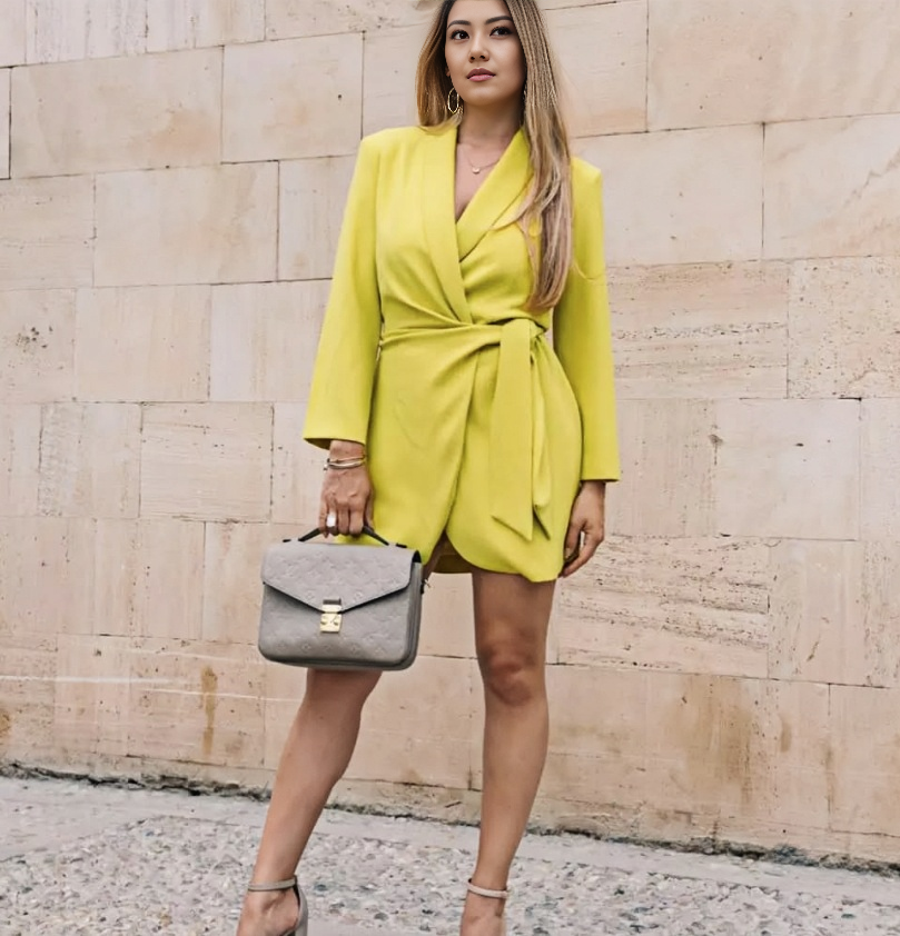 Long Sleeve Bow Tie Wrap Dress