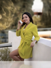 Long Sleeve Bow Tie Wrap Dress
