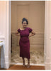 One-Shoulder Knitted Dress with Side Button Trim