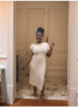 One-Shoulder Knitted Dress with Side Button Trim