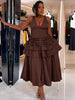 Women's sleeveless deep V-neck tiered ruffle midi dress - view 2