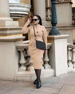 Crossover Collar Knitted Two-Piece Set: Fitted Top and High-Waisted Pencil Skirt