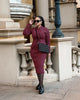 Crossover Collar Knitted Two-Piece Set: Fitted Top and High-Waisted Pencil Skirt