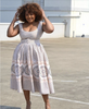 Flared Skirt Traditional Dress with Circular Floral Patterns