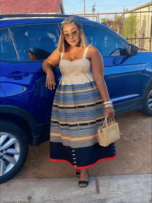 Ethnic Dress Elegant Fit Striped Patchwork Party Wear