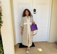 Women's Ethnic Maxi Dress with Geometric Embroidery and Front Slit