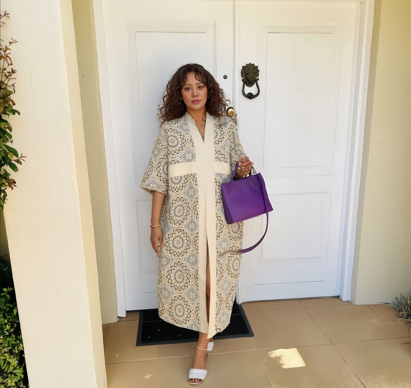 Ethnic Slit Dress with Tribal Motif