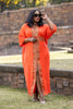 Women's Ethnic Maxi Dress with Geometric Embroidery and Front Slit