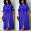 Simple Mid-Sleeve Belted Long Dress