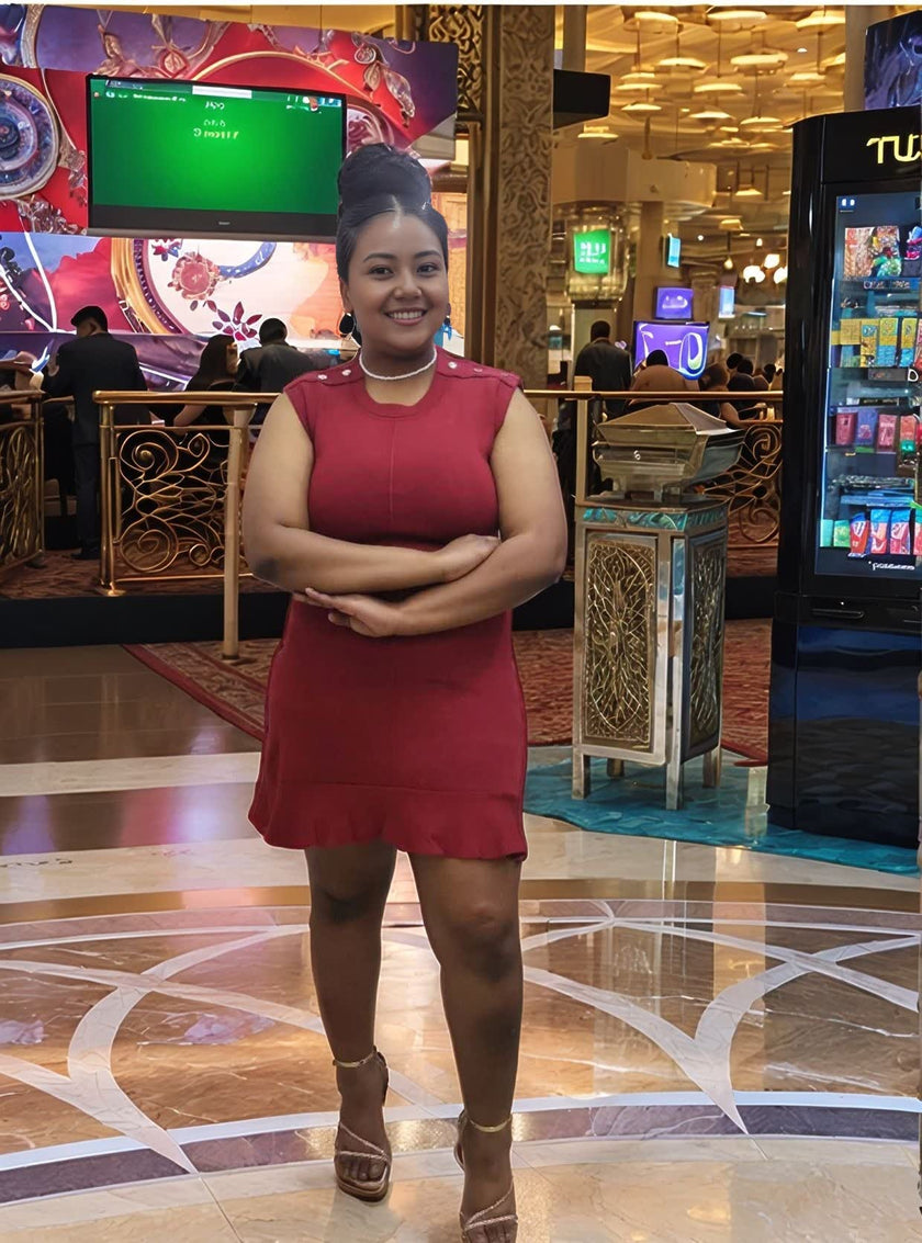 Sleeveless Round Neck Knitted Dress with Subtle Ruffled Hem