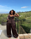 Ruched Camisole Wide Leg Pants Set