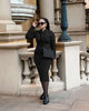 Crossover Collar Knitted Two-Piece Set: Fitted Top and High-Waisted Pencil Skirt
