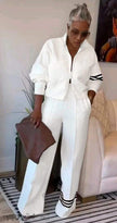 Twin Set Zip Jacket WideLeg Stripe Pant