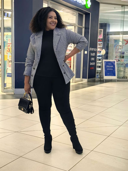 Checkered Tailored Blazer Formal Casual Chic Outfit