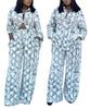 Snake Skin Print Tie-Front Top with Coordinating Wide-Leg Trousers Twin