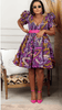 Puff Sleeve V-Neck Printed Dress