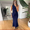 Fashionable and Elegant Knitted Sleeveless Cardigan and Long Skirt Two-Piece Set