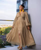 Long Sleeve V-Neck High Waist Slit Dress