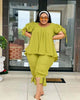 Ruffled Sleeve Twin Set with Bow Tie Details