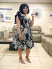 One-Shoulder Geometric Print Knee-Length Dress