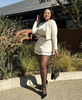 Women's Knit Jacket and High-Waist Skirt 3PS with Geometric Patterns and Contrast Trim
