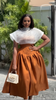 Elegant Sheer-Sleeve Top & Pleated Midi Skirt Twin Set