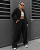 Casual Loose Hooded Zip-Up Sweatshirt Set