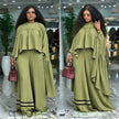 Women's solid flowy cape sleeve wide leg two piece coordinating set in multiple color options - view 4