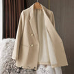 Women's double-breasted gold button blazer available in light blue and beige, sizes M-3XL from FashionPrice South Africa - view 3