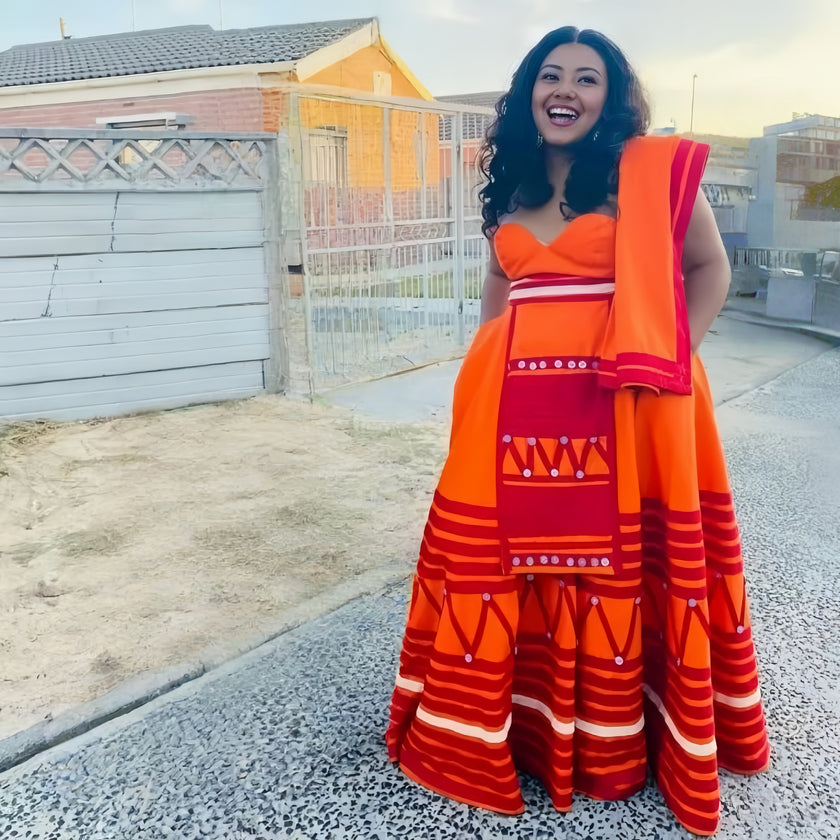 Ethnic Long Dress with Geometric Motif Embroidery