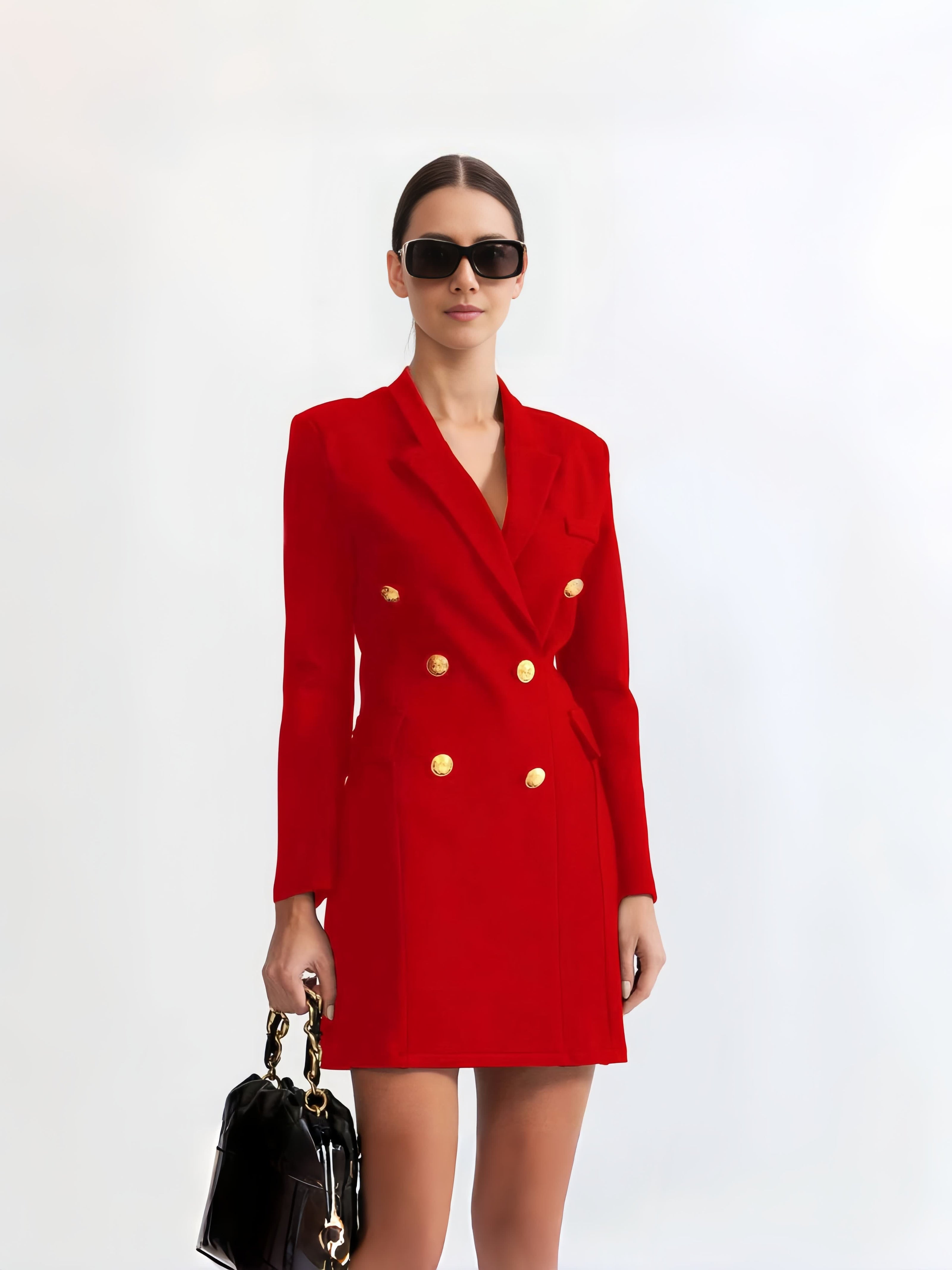 red gold button detail blazer dress Double Breasted Blazer Dress Gold Button Mini Dress SA FashionPrice