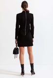 Women's  Double-Breasted Blazer Dress with Gold Button Embellishments and Slim Fit Long Sleeve Design