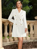 Women's  Double-Breasted Blazer Dress with Gold Button Embellishments and Slim Fit Long Sleeve Design