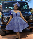 One-Shoulder Ruffled African Style Gown