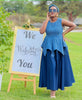Elegant Ethnic Peplum Maxi Dress with Geometric Waist Detail