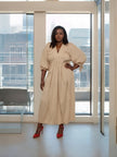 V-Neck Butterfly Sleeve Midi Dress