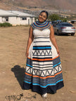 Women's beaded geometric print South African traditional maxi dress