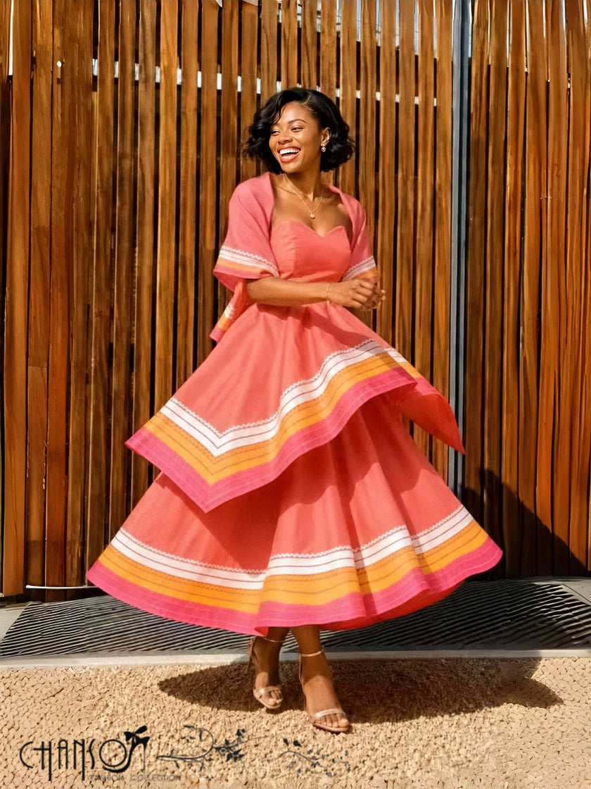 Traditional Dress Layered Stripe Trim