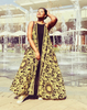 Sleeveless Fitted Bodice Floor-Length Dress with Symmetrical Circular Pattern Design