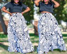 Geometric Pattern Crop Top & Maxi Skirt Twin Set